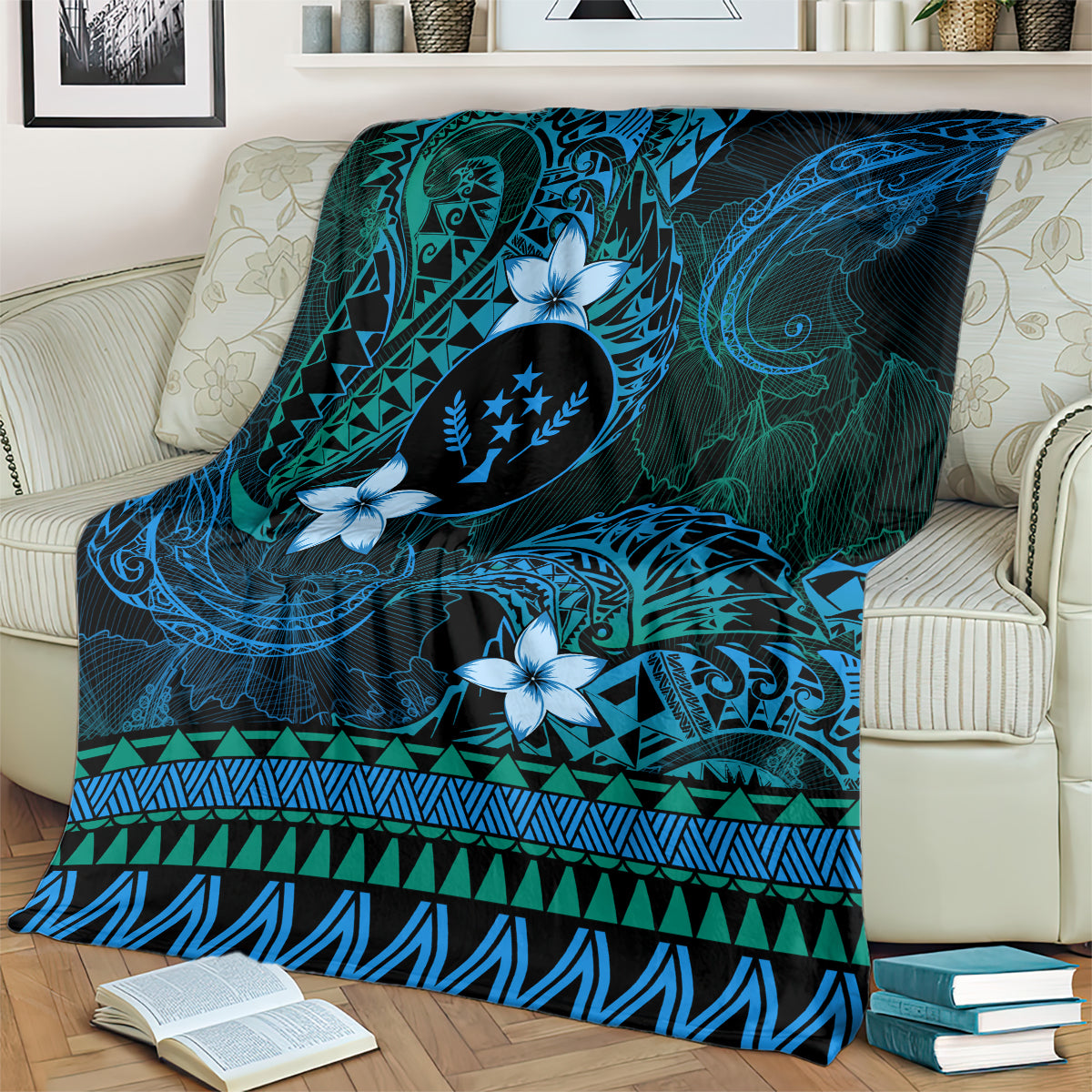FSM Kosrae State Blanket Tribal Pattern Ocean Version LT01 - Polynesian Pride