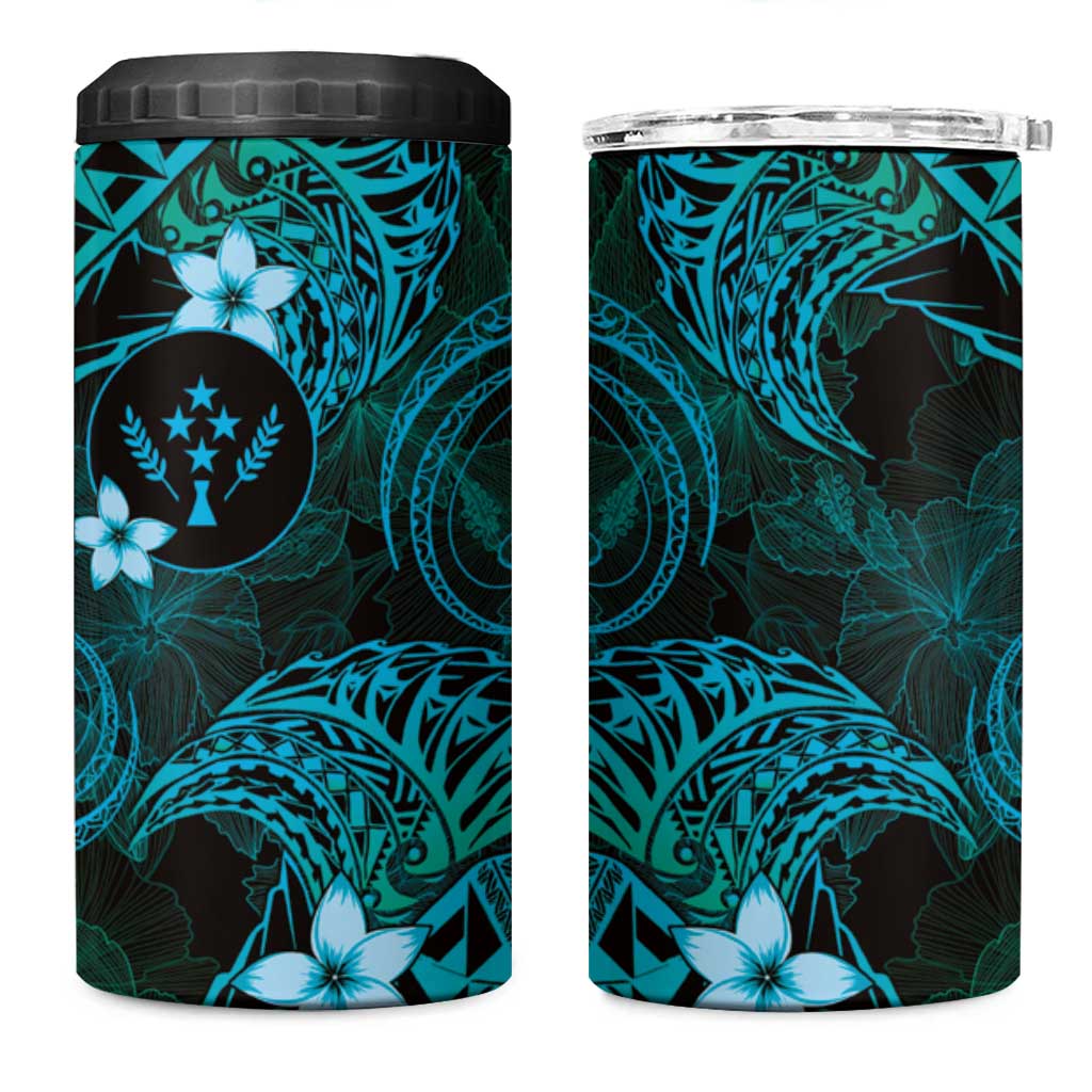 FSM Kosrae State 4 in 1 Can Cooler Tumbler Tribal Pattern Ocean Version LT01 One Size: 16 oz Blue - Polynesian Pride