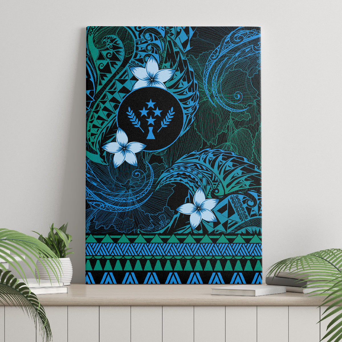 FSM Kosrae State Canvas Wall Art Tribal Pattern Ocean Version LT01 - Polynesian Pride