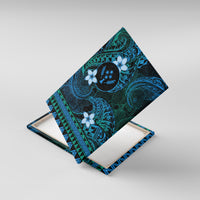 FSM Kosrae State Canvas Wall Art Tribal Pattern Ocean Version LT01 With Frame Blue - Polynesian Pride