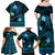 FSM Kosrae State Family Matching Off Shoulder Maxi Dress and Hawaiian Shirt Tribal Pattern Ocean Version LT01 - Polynesian Pride