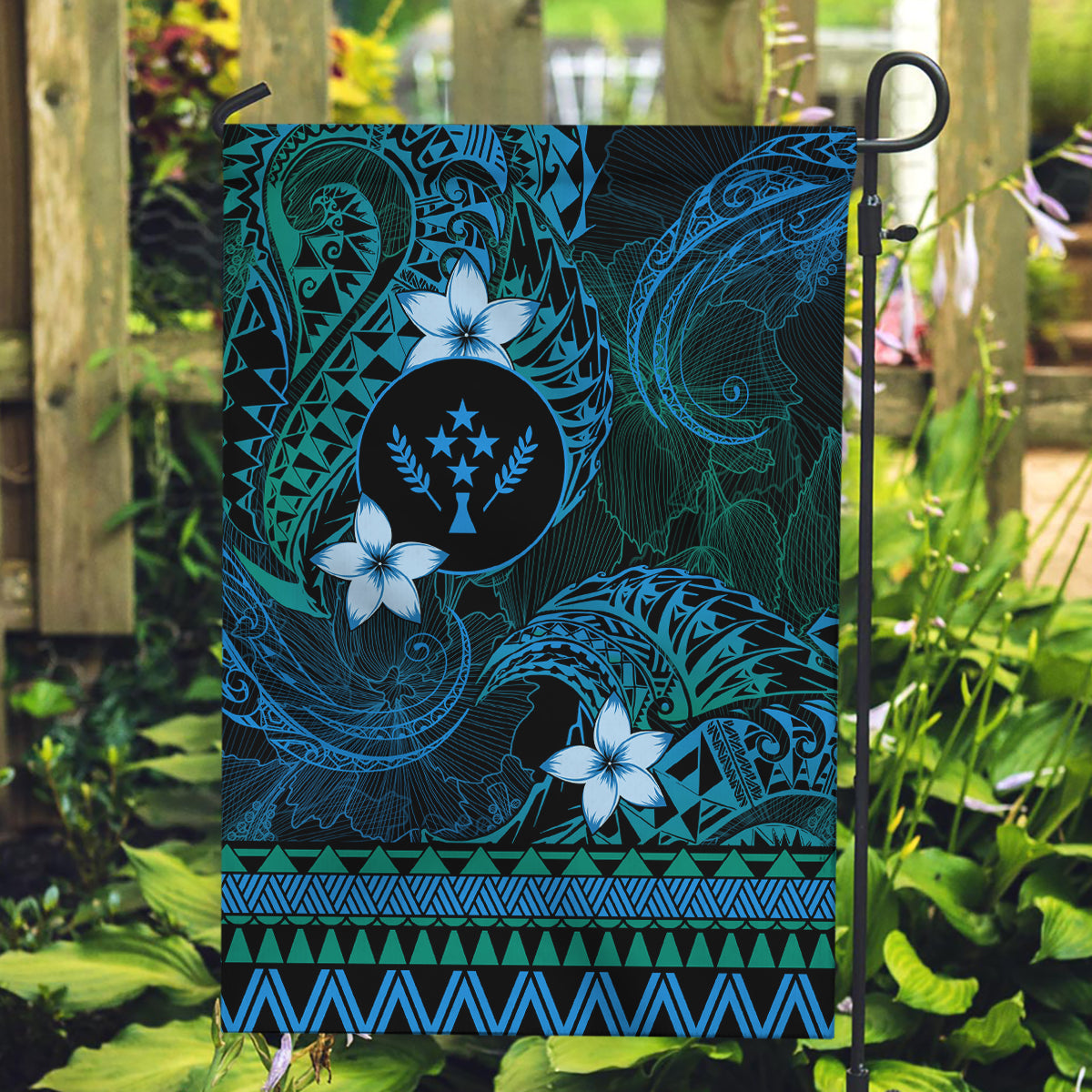FSM Kosrae State Garden Flag Tribal Pattern Ocean Version LT01 Garden Flag Blue - Polynesian Pride