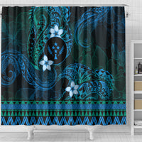 FSM Kosrae State Shower Curtain Tribal Pattern Ocean Version LT01 - Polynesian Pride