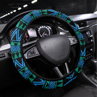 FSM Kosrae State Steering Wheel Cover Tribal Pattern Ocean Version LT01 Universal Fit Blue - Polynesian Pride