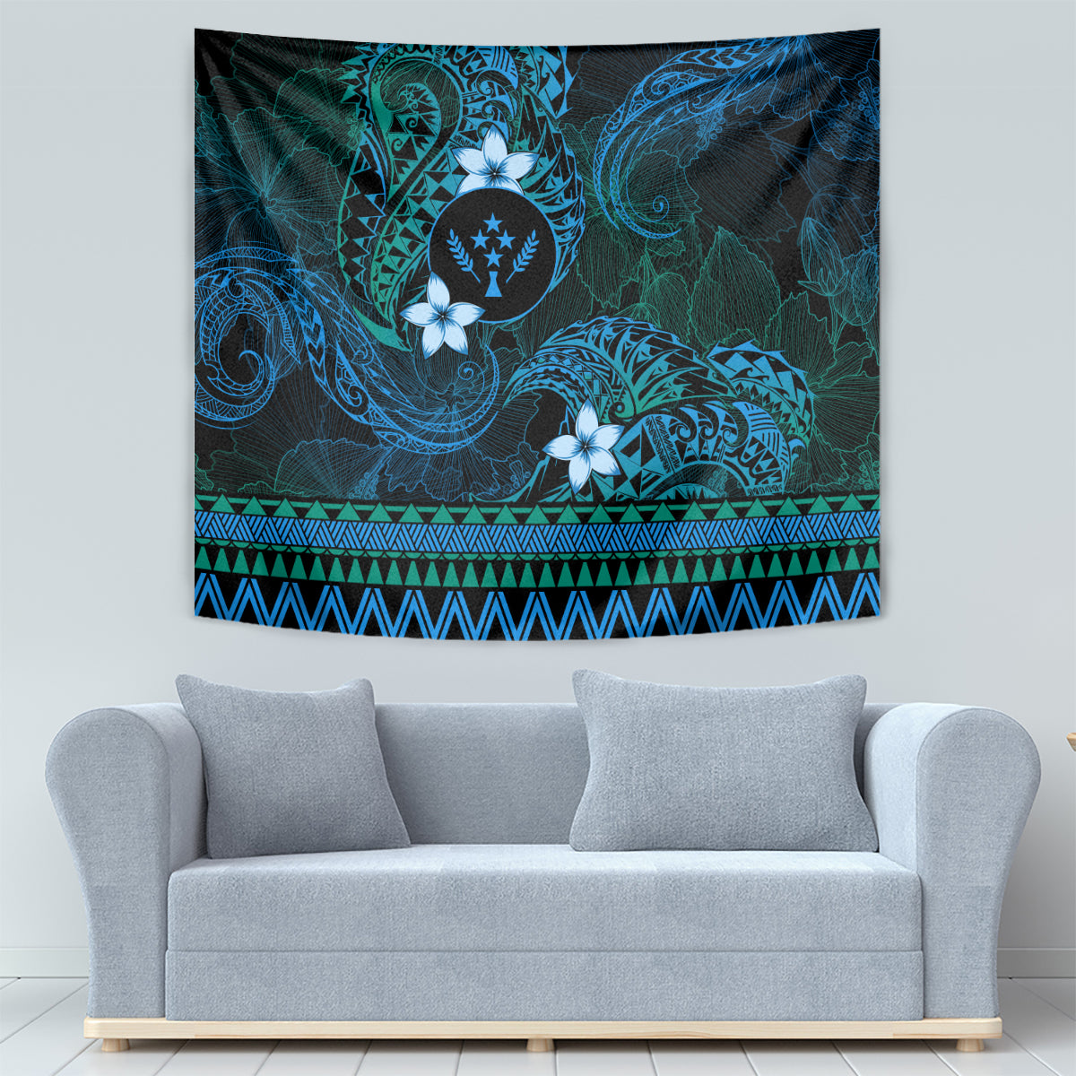 FSM Kosrae State Tapestry Tribal Pattern Ocean Version LT01 - Polynesian Pride