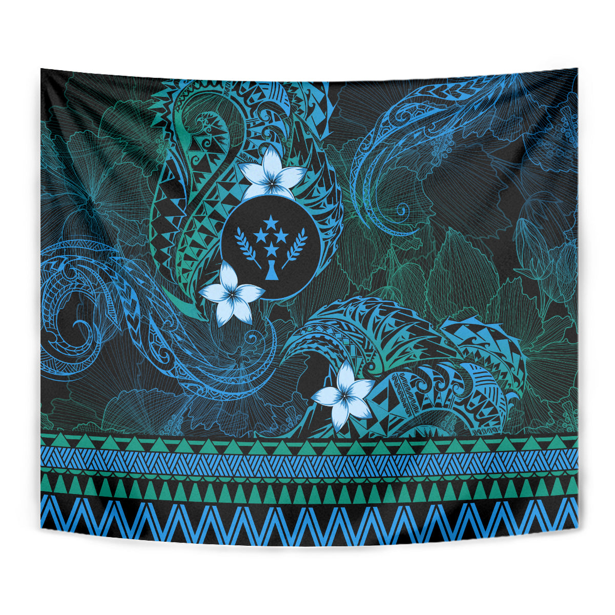 FSM Kosrae State Tapestry Tribal Pattern Ocean Version LT01 - Polynesian Pride