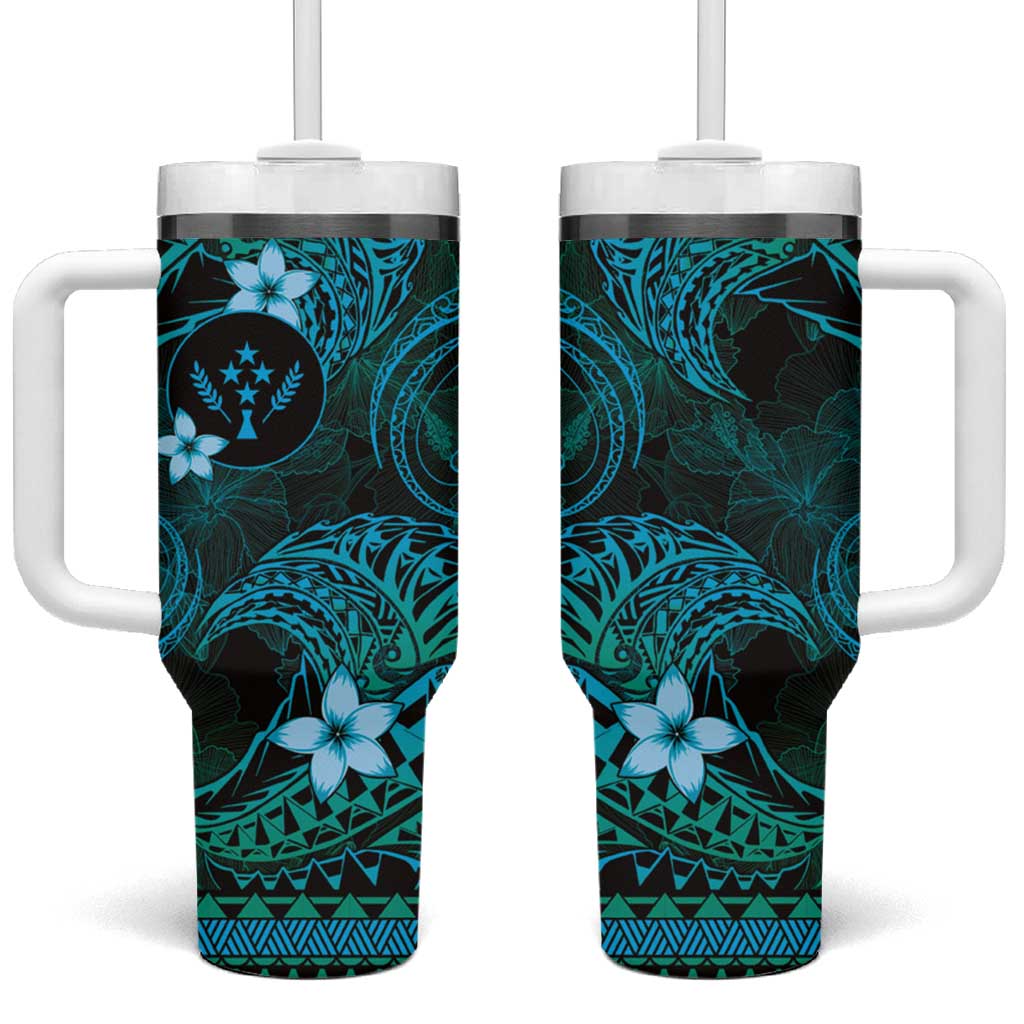 FSM Kosrae State Tumbler With Handle Tribal Pattern Ocean Version LT01 One Size: 40 oz Blue - Polynesian Pride
