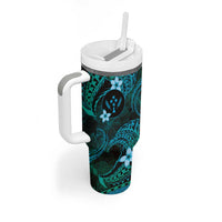 FSM Kosrae State Tumbler With Handle Tribal Pattern Ocean Version LT01 - Polynesian Pride