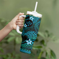 FSM Kosrae State Tumbler With Handle Tribal Pattern Ocean Version LT01 - Polynesian Pride