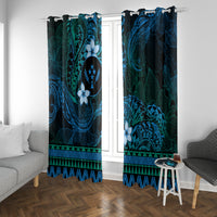 FSM Kosrae State Window Curtain Tribal Pattern Ocean Version LT01 With Grommets Blue - Polynesian Pride