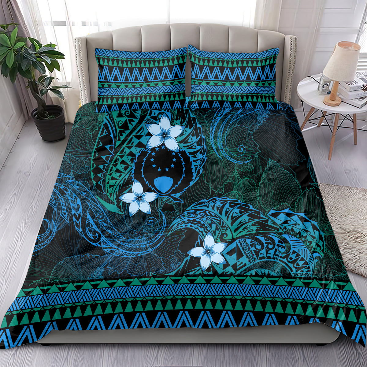 FSM Pohnpei State Bedding Set Tribal Pattern Ocean Version LT01 - Polynesian Pride