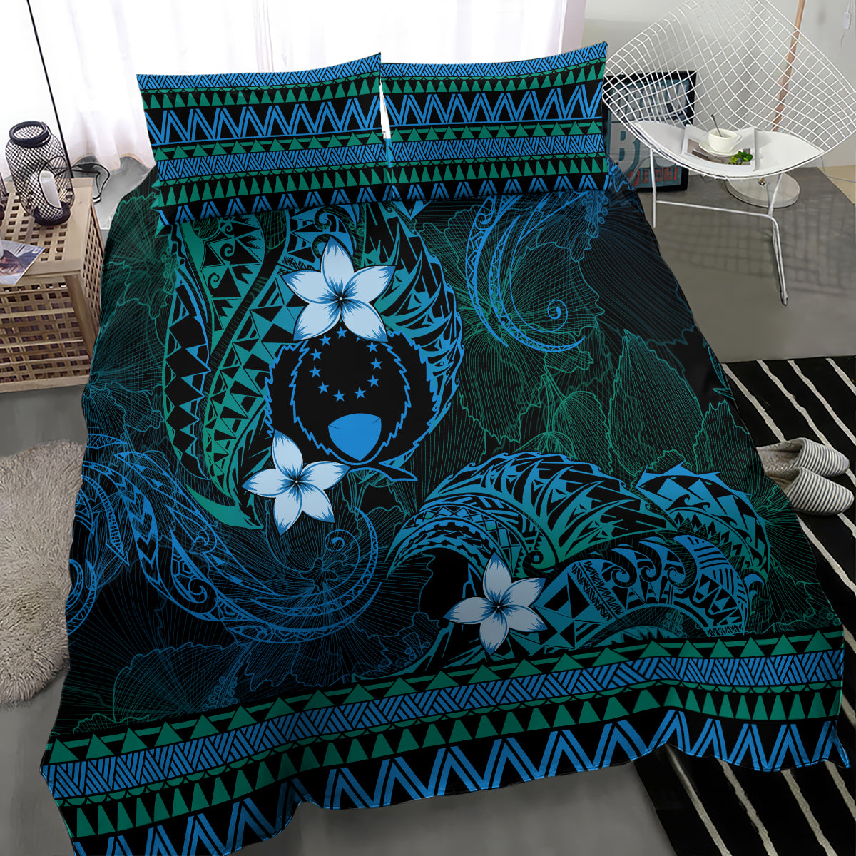 FSM Pohnpei State Bedding Set Tribal Pattern Ocean Version LT01 - Polynesian Pride