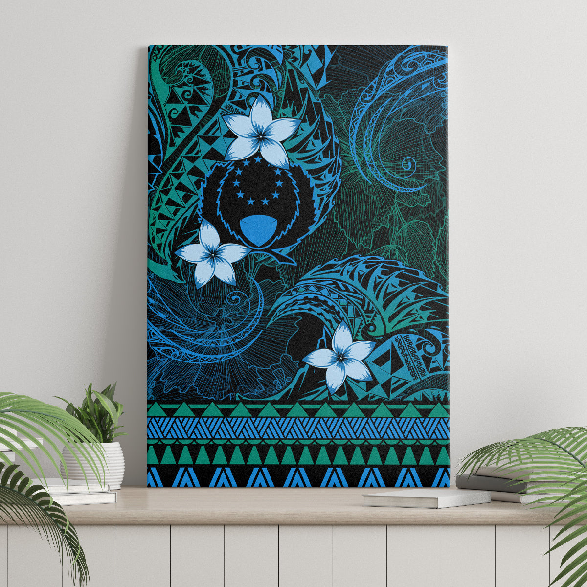 FSM Pohnpei State Canvas Wall Art Tribal Pattern Ocean Version LT01 - Polynesian Pride