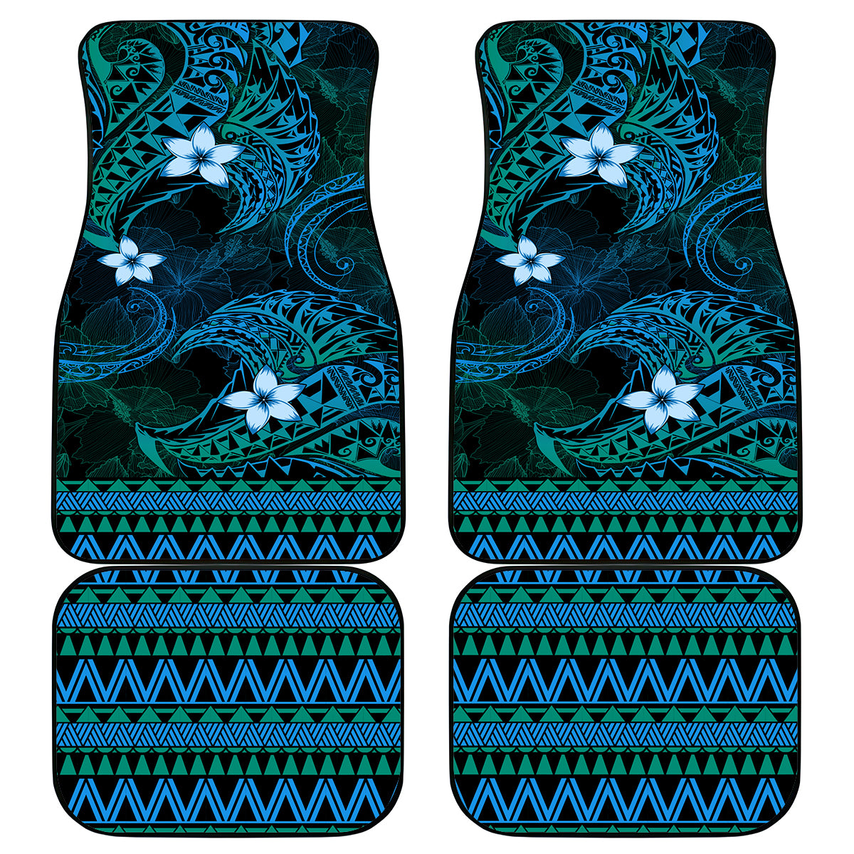 FSM Pohnpei State Car Mats Tribal Pattern Ocean Version LT01 - Polynesian Pride