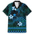 FSM Pohnpei State Family Matching Off Shoulder Long Sleeve Dress and Hawaiian Shirt Tribal Pattern Ocean Version LT01 Dad's Shirt - Short Sleeve Blue - Polynesian Pride