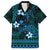 FSM Pohnpei State Family Matching Short Sleeve Bodycon Dress and Hawaiian Shirt Tribal Pattern Ocean Version LT01 Dad's Shirt - Short Sleeve Blue - Polynesian Pride