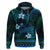 FSM Pohnpei State Hoodie Tribal Pattern Ocean Version LT01 Pullover Hoodie Blue - Polynesian Pride