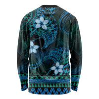 FSM Pohnpei State Long Sleeve Shirt Tribal Pattern Ocean Version LT01 - Polynesian Pride