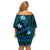 FSM Pohnpei State Off Shoulder Short Dress Tribal Pattern Ocean Version LT01 - Polynesian Pride