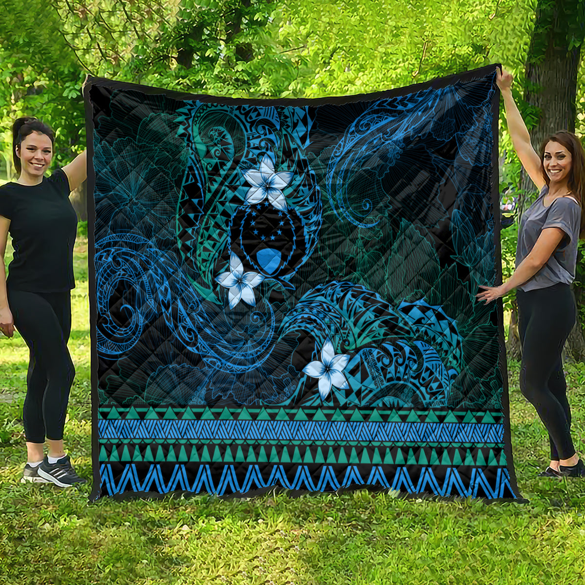 FSM Pohnpei State Quilt Tribal Pattern Ocean Version LT01 - Polynesian Pride