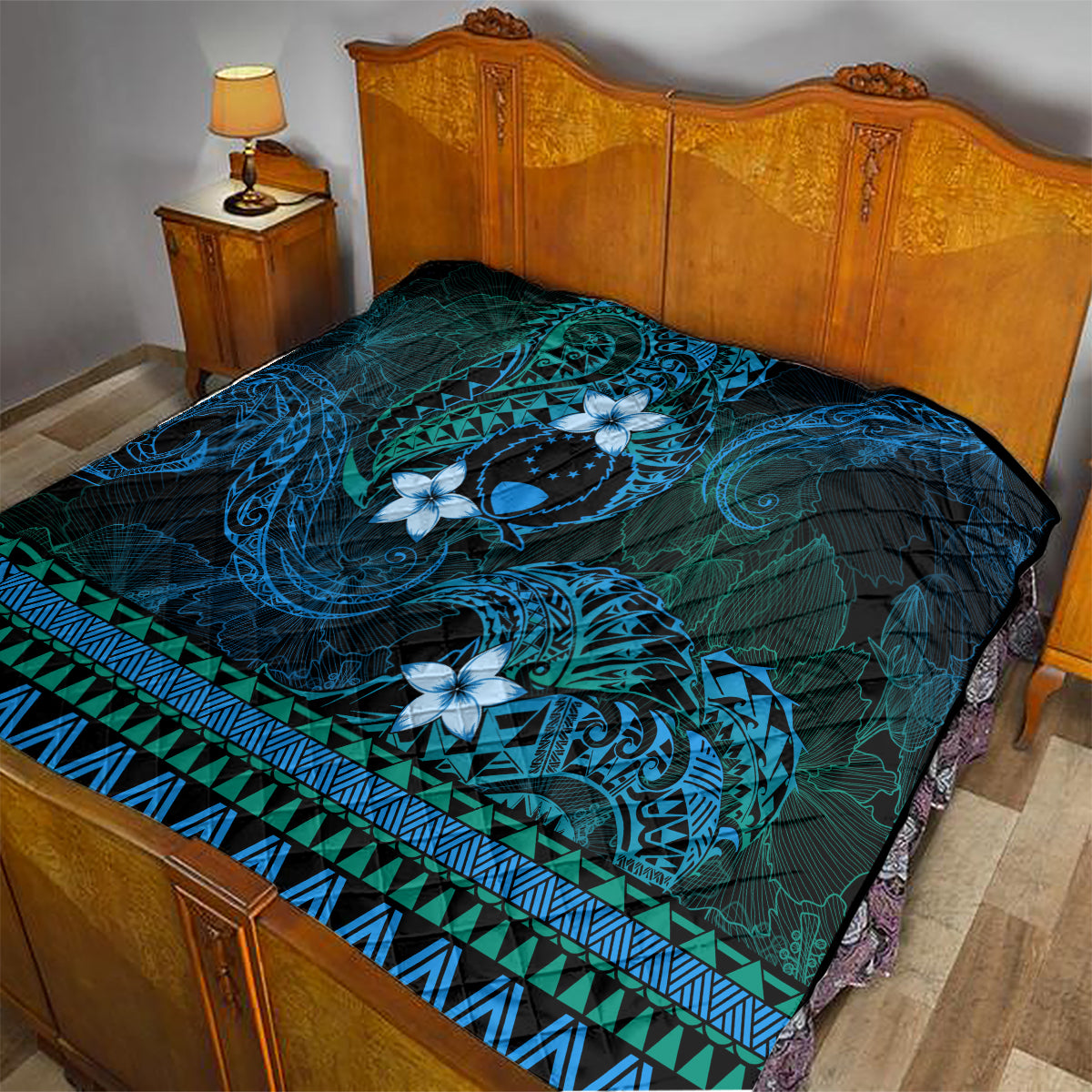 FSM Pohnpei State Quilt Tribal Pattern Ocean Version LT01 - Polynesian Pride