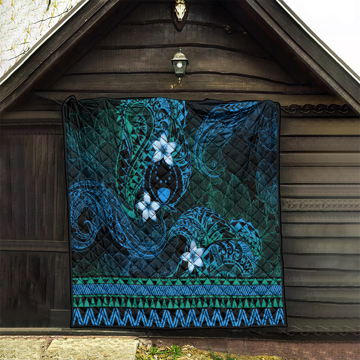 FSM Pohnpei State Quilt Tribal Pattern Ocean Version LT01 - Polynesian Pride