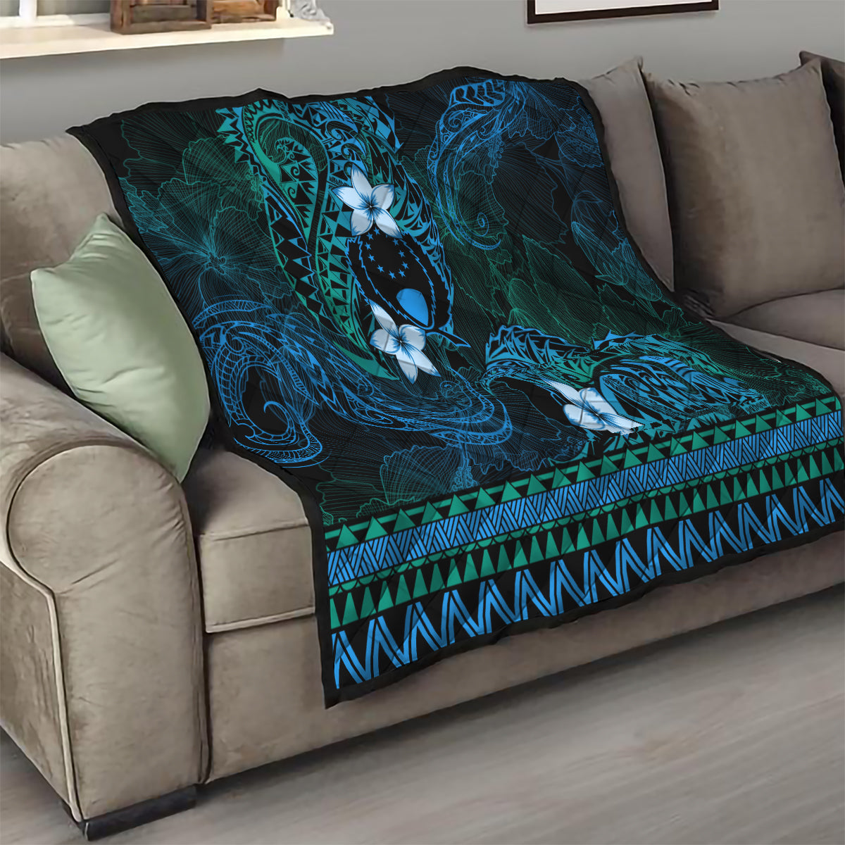 FSM Pohnpei State Quilt Tribal Pattern Ocean Version LT01 - Polynesian Pride
