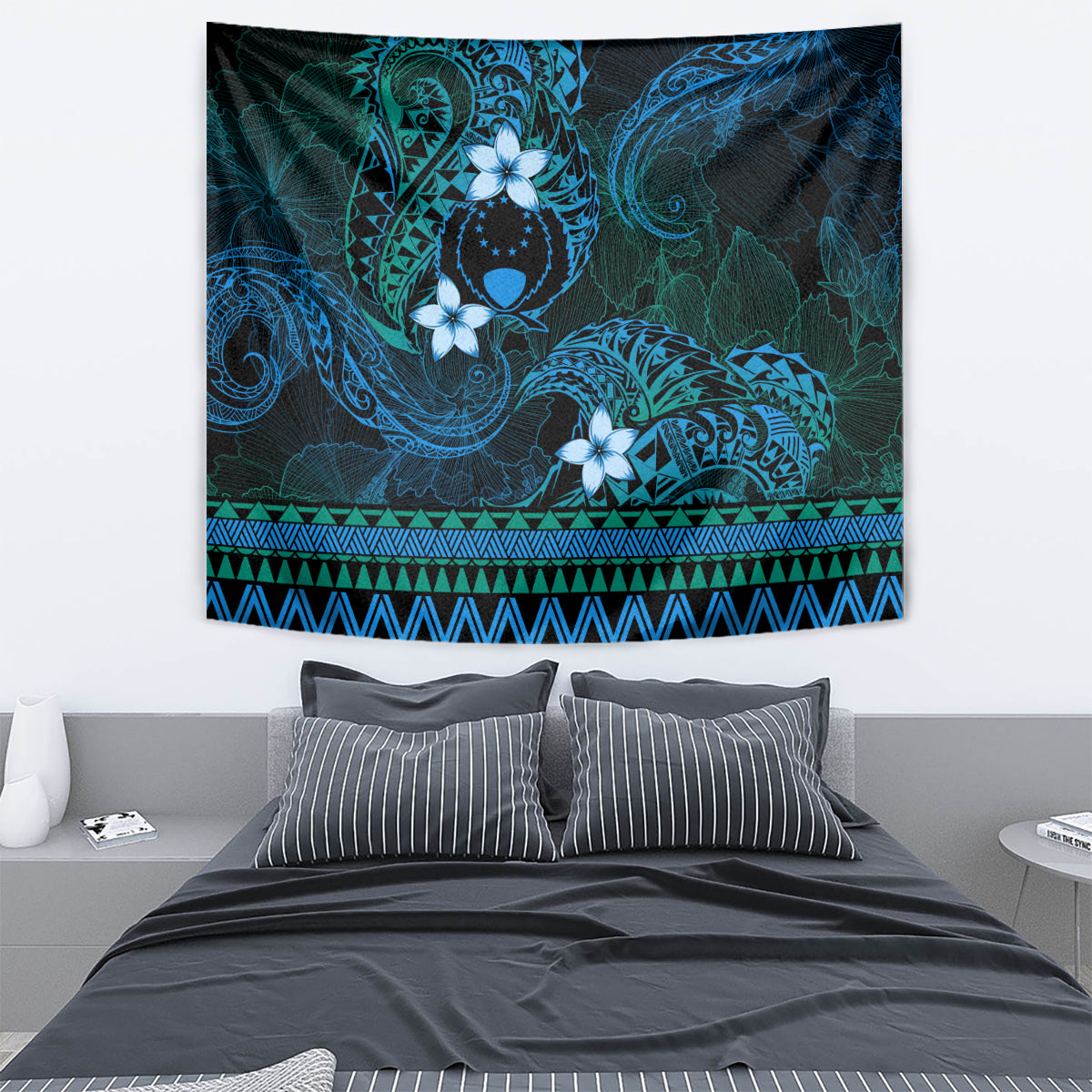 FSM Pohnpei State Tapestry Tribal Pattern Ocean Version LT01 - Polynesian Pride