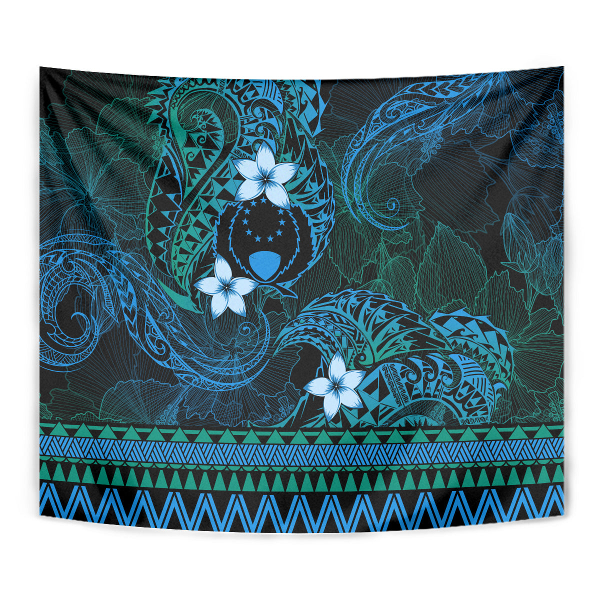 FSM Pohnpei State Tapestry Tribal Pattern Ocean Version LT01 - Polynesian Pride