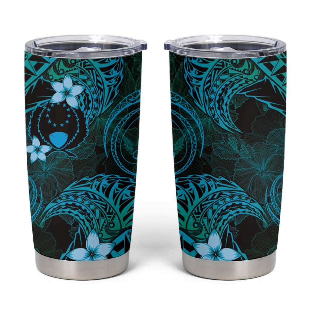 FSM Pohnpei State Tumbler Cup Tribal Pattern Ocean Version LT01 Blue - Polynesian Pride