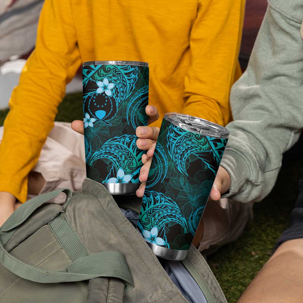 FSM Pohnpei State Tumbler Cup Tribal Pattern Ocean Version LT01 - Polynesian Pride