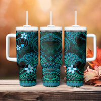 FSM Pohnpei State Tumbler With Handle Tribal Pattern Ocean Version LT01 - Polynesian Pride