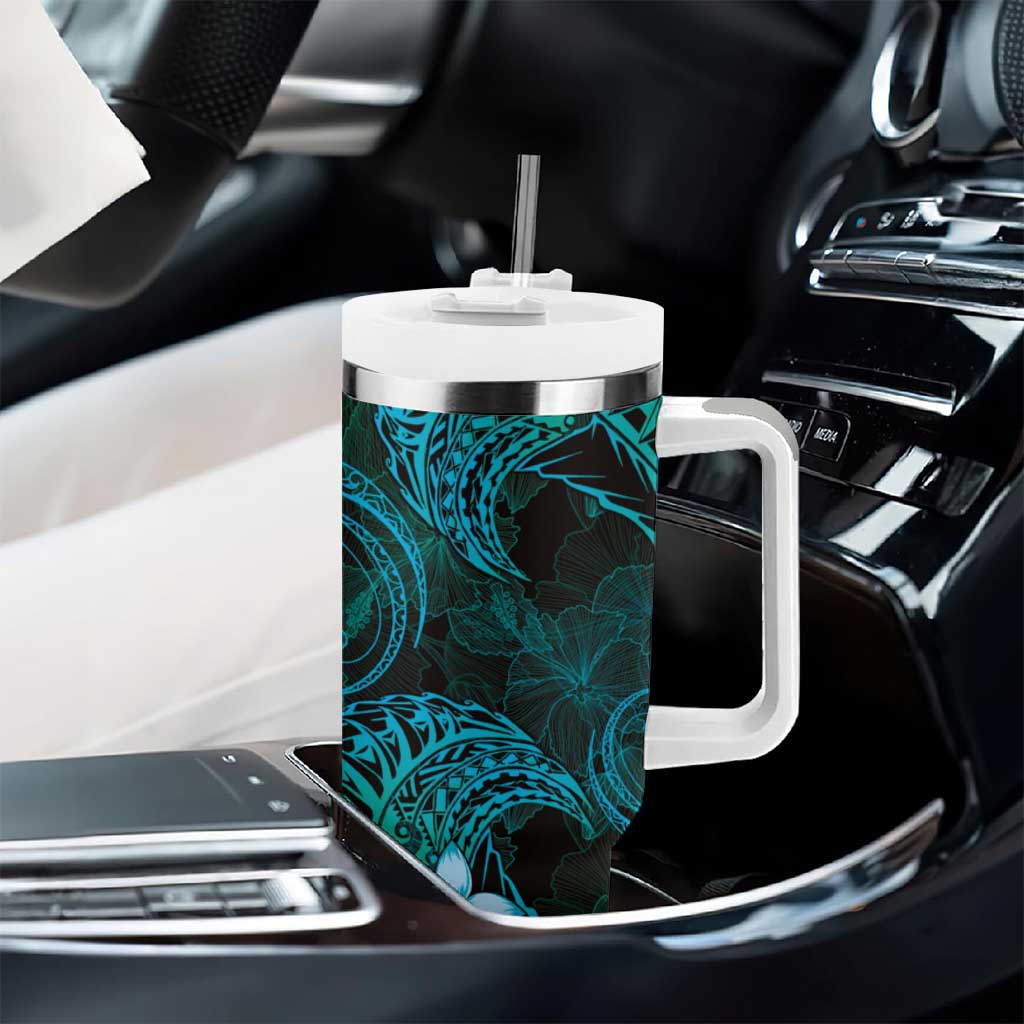 FSM Pohnpei State Tumbler With Handle Tribal Pattern Ocean Version LT01 - Polynesian Pride