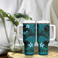 FSM Pohnpei State Tumbler With Handle Tribal Pattern Ocean Version LT01 - Polynesian Pride
