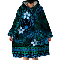 FSM Pohnpei State Wearable Blanket Hoodie Tribal Pattern Ocean Version LT01 - Polynesian Pride