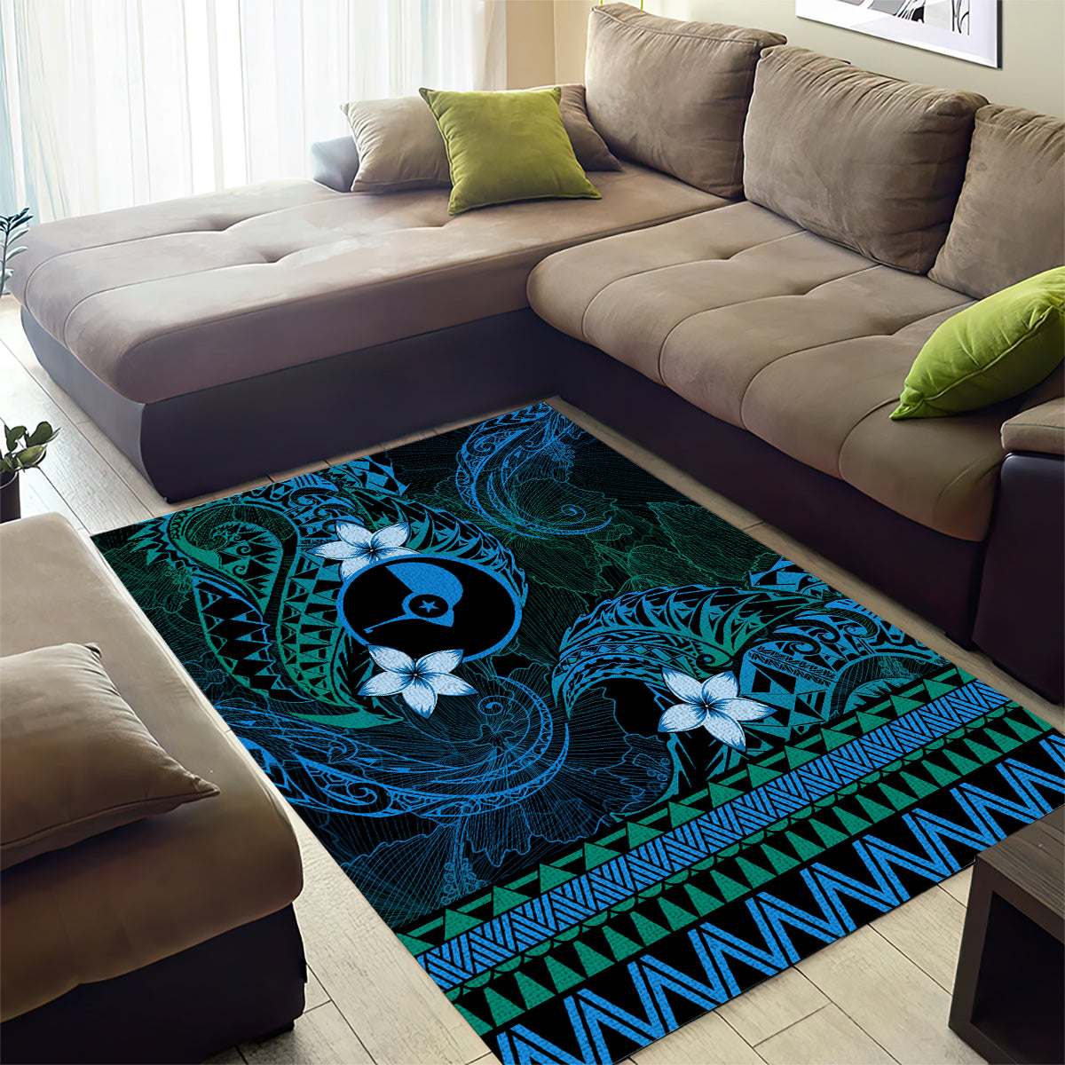 FSM Yap State Area Rug Tribal Pattern Ocean Version LT01 - Polynesian Pride