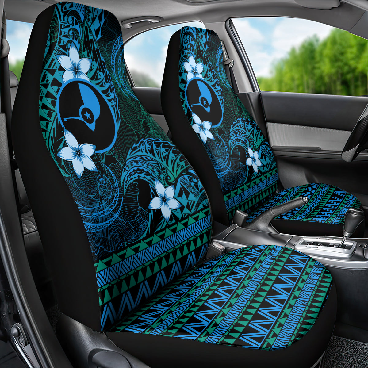 FSM Yap State Car Seat Cover Tribal Pattern Ocean Version LT01 - Polynesian Pride