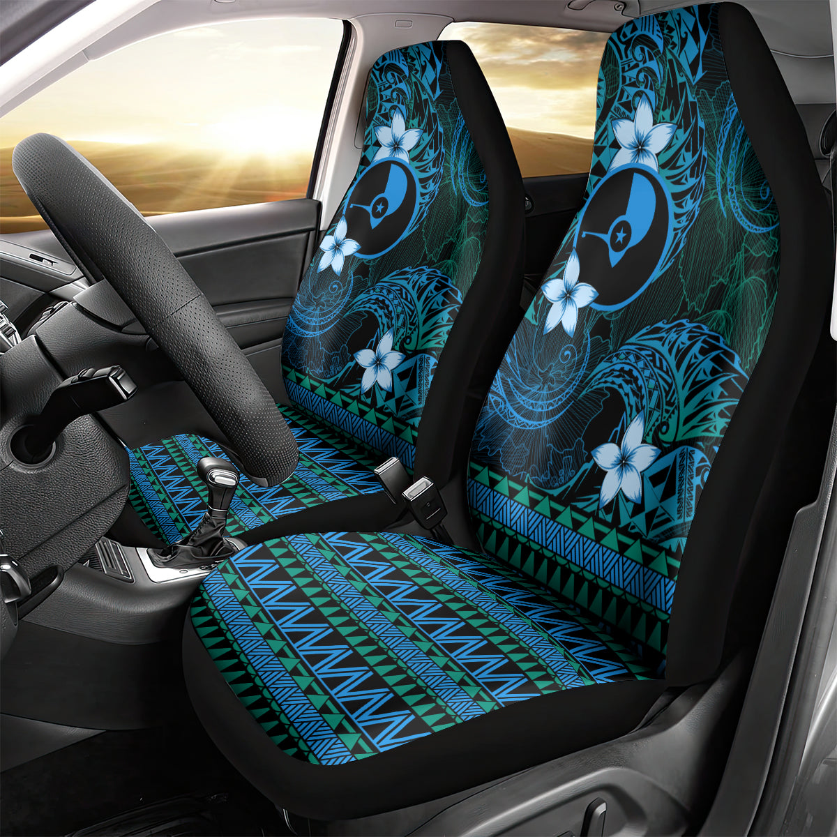 FSM Yap State Car Seat Cover Tribal Pattern Ocean Version LT01 - Polynesian Pride