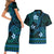 FSM Yap State Couples Matching Short Sleeve Bodycon Dress and Hawaiian Shirt Tribal Pattern Ocean Version LT01 - Polynesian Pride