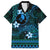 FSM Yap State Family Matching Puletasi and Hawaiian Shirt Tribal Pattern Ocean Version LT01 Dad's Shirt - Short Sleeve Blue - Polynesian Pride
