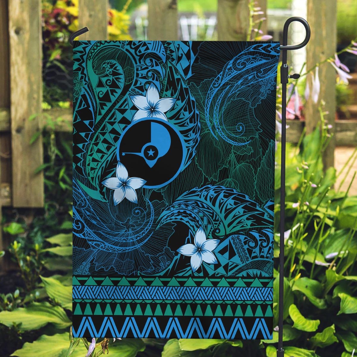 FSM Yap State Garden Flag Tribal Pattern Ocean Version LT01 Garden Flag Blue - Polynesian Pride