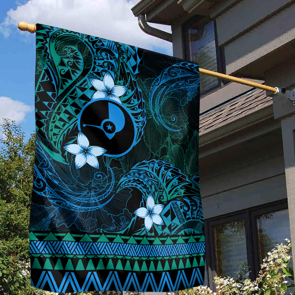FSM Yap State Garden Flag Tribal Pattern Ocean Version LT01 - Polynesian Pride