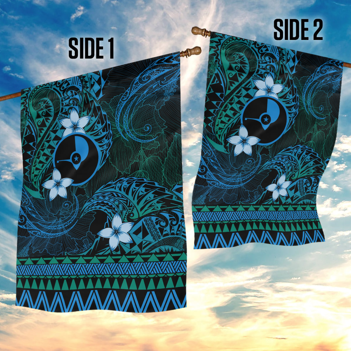 FSM Yap State Garden Flag Tribal Pattern Ocean Version LT01 - Polynesian Pride