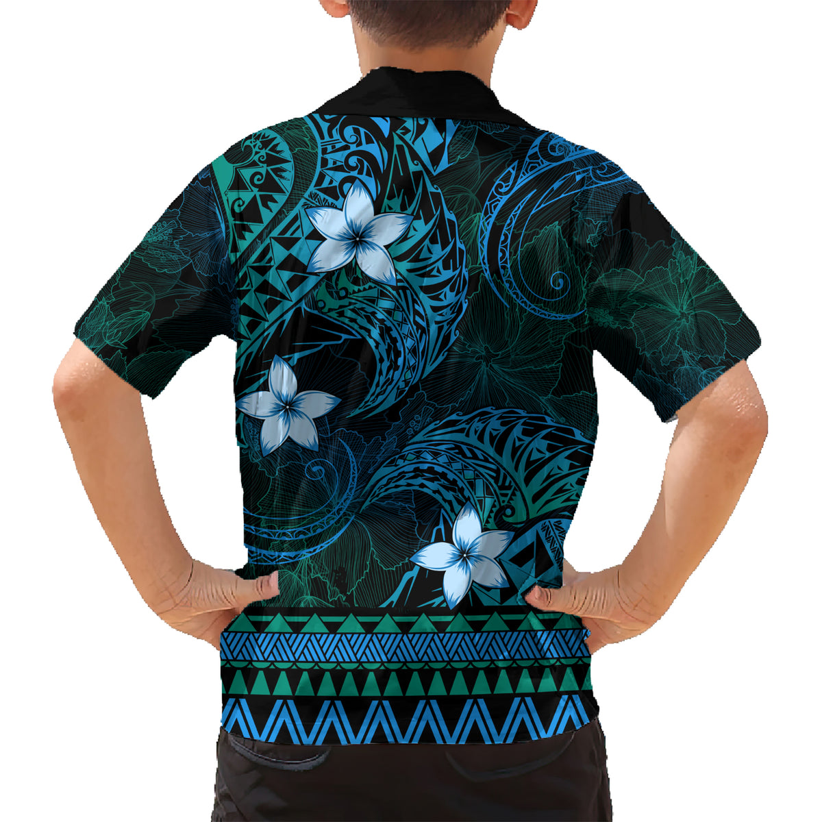 FSM Yap State Kid Hawaiian Shirt Tribal Pattern Ocean Version LT01 - Polynesian Pride