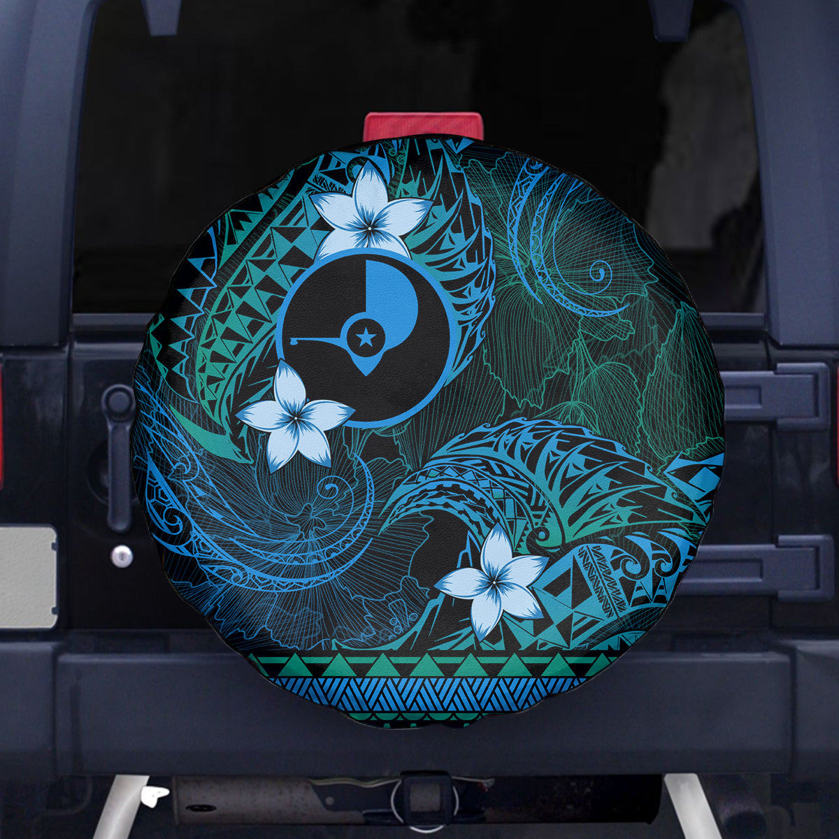 FSM Yap State Spare Tire Cover Tribal Pattern Ocean Version LT01 - Polynesian Pride