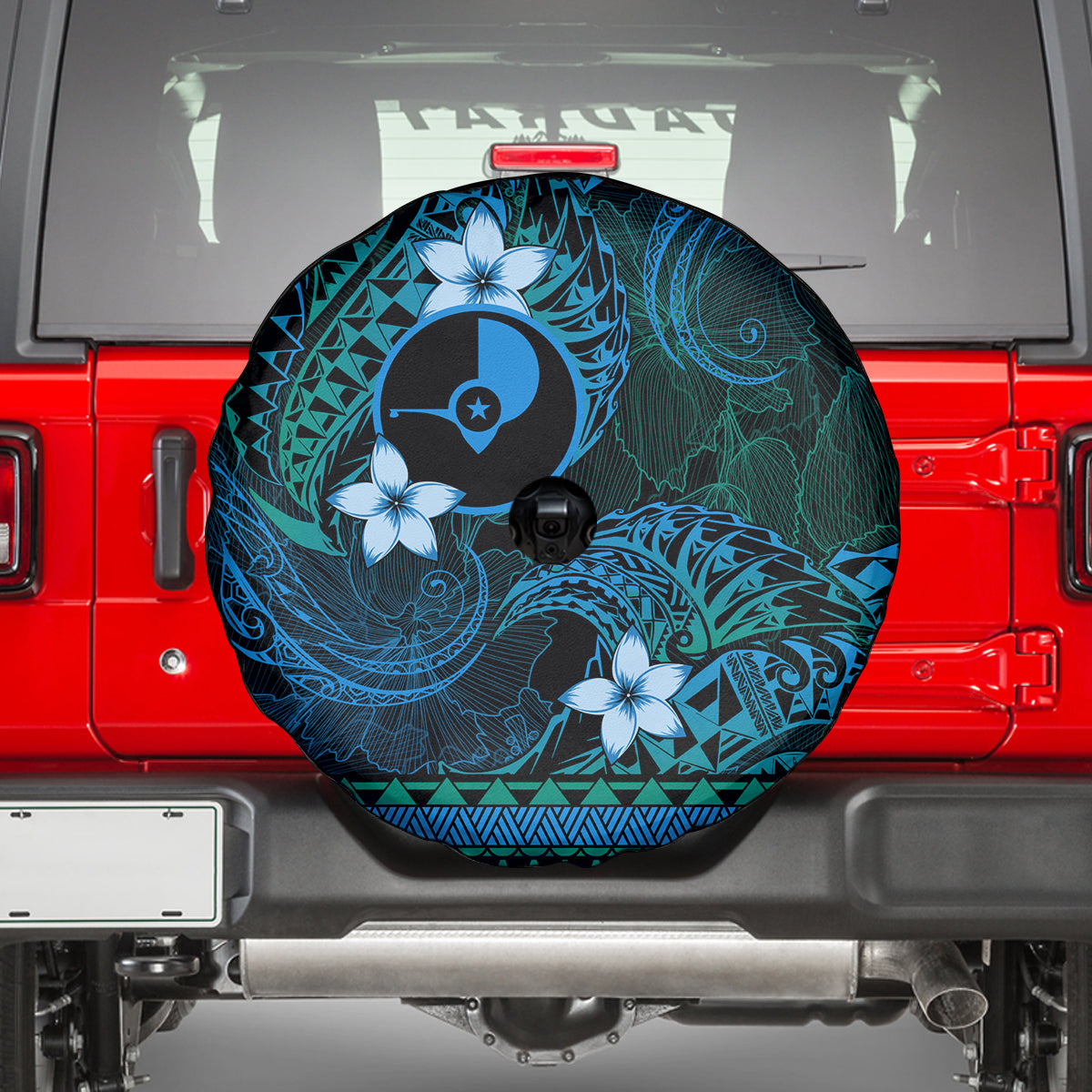 FSM Yap State Spare Tire Cover Tribal Pattern Ocean Version LT01 - Polynesian Pride