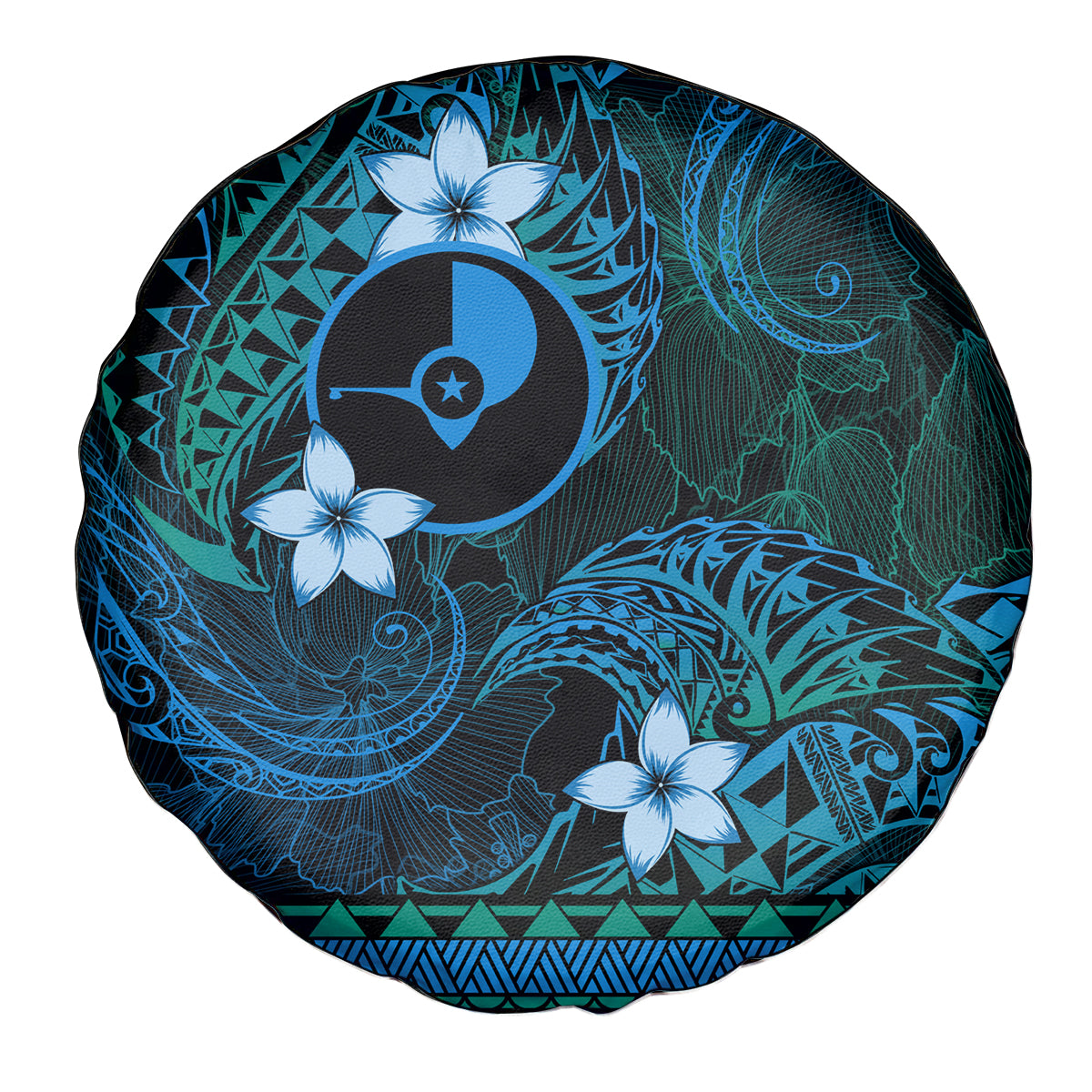 FSM Yap State Spare Tire Cover Tribal Pattern Ocean Version LT01 - Polynesian Pride