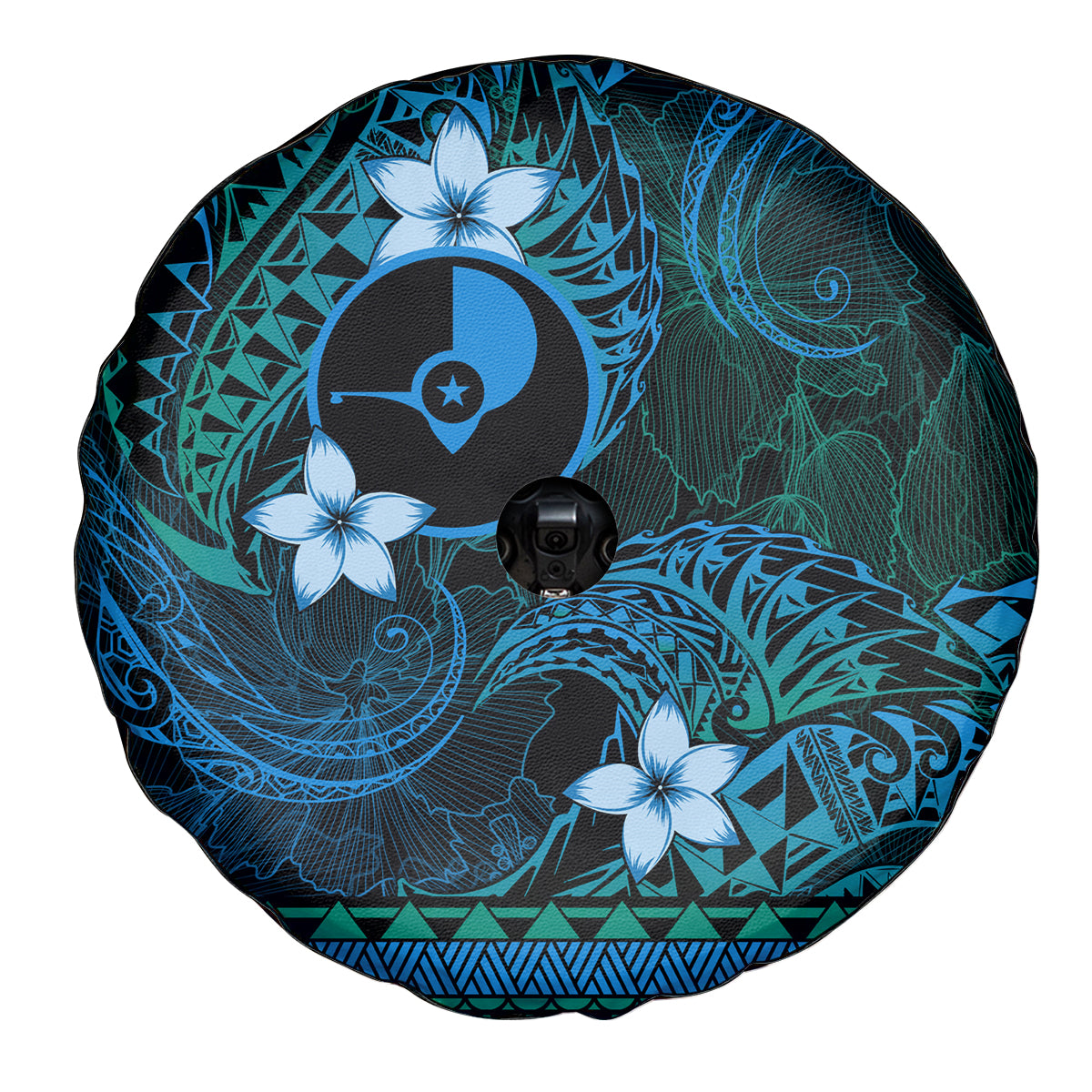 FSM Yap State Spare Tire Cover Tribal Pattern Ocean Version LT01 - Polynesian Pride