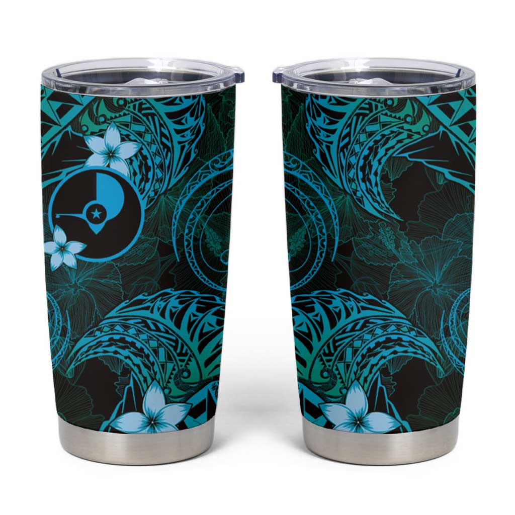 FSM Yap State Tumbler Cup Tribal Pattern Ocean Version LT01 Blue - Polynesian Pride