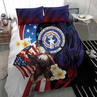 Northern Mariana Islands 4th of July Bedding Set Plumeria USA Eagle LT01 - Polynesian Pride